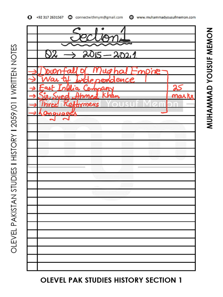 O-Level Pakistan Studies History Notes | PDF | Nationalism | Asia