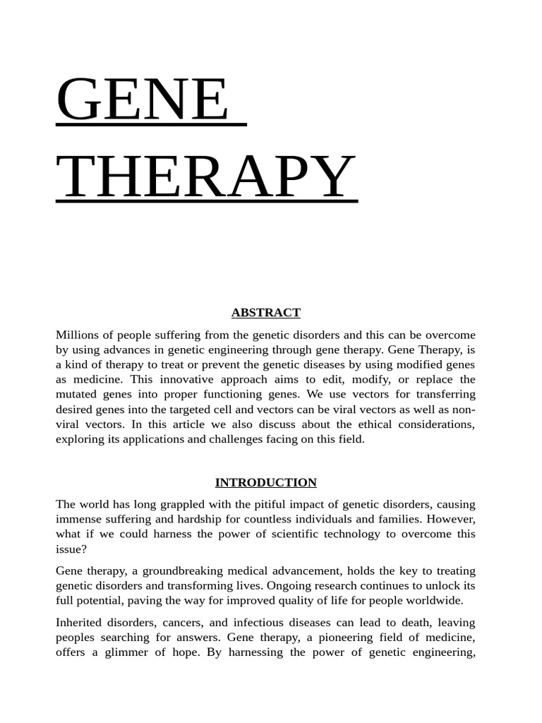 GENE THERAPY (1) .Docx 0 | PDF | Gene Therapy | Genetics