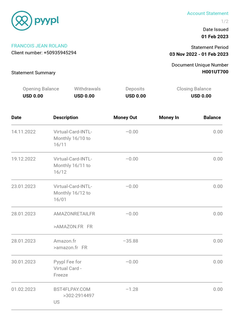 Date Issued: Account Statement | PDF | Payments | Financial Services