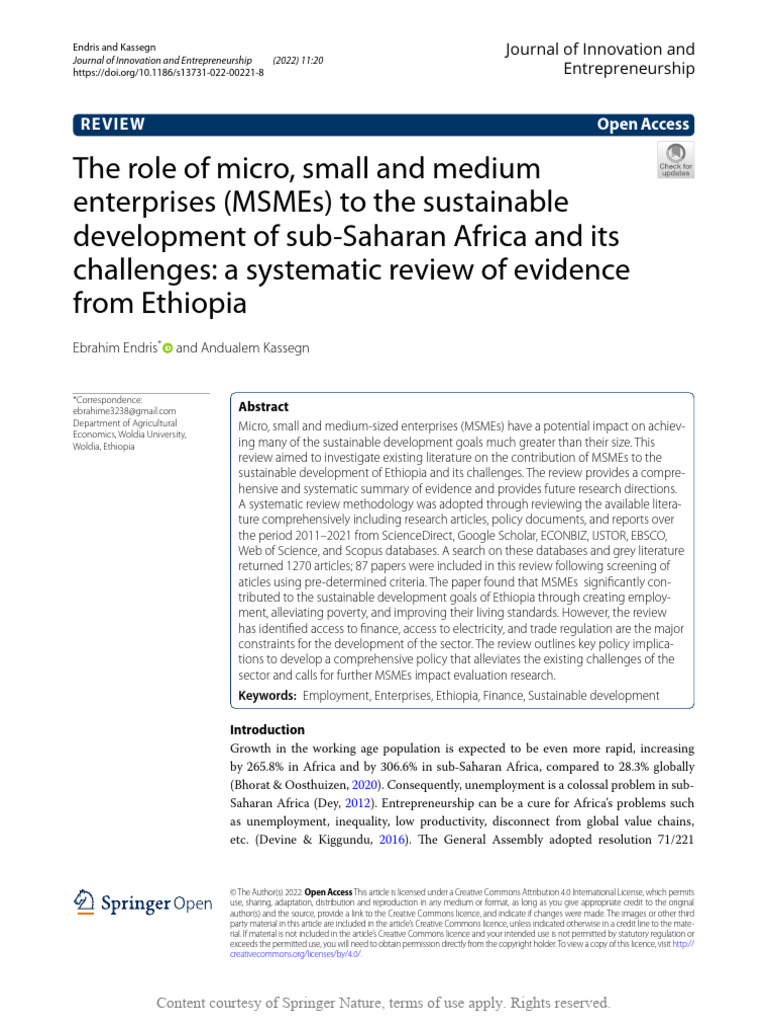 The Role of Micro Small and Medium Enterprises MSM | PDF | Small And ...