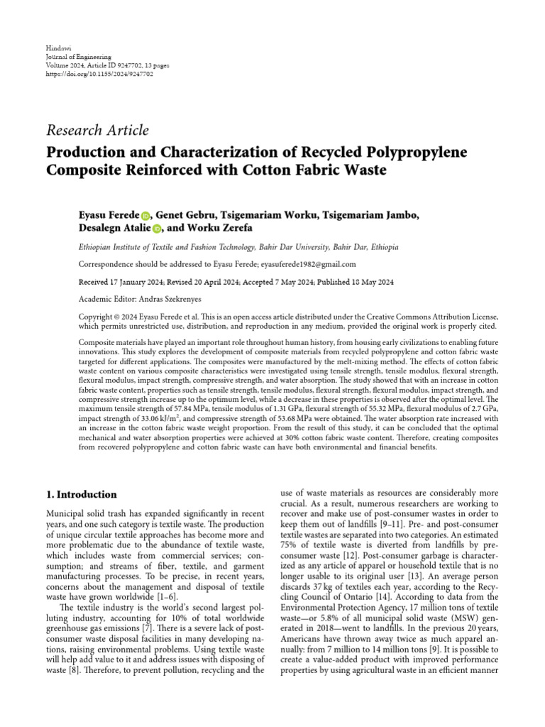 Production and Characterization of Recycled Polypr | PDF | Composite ...
