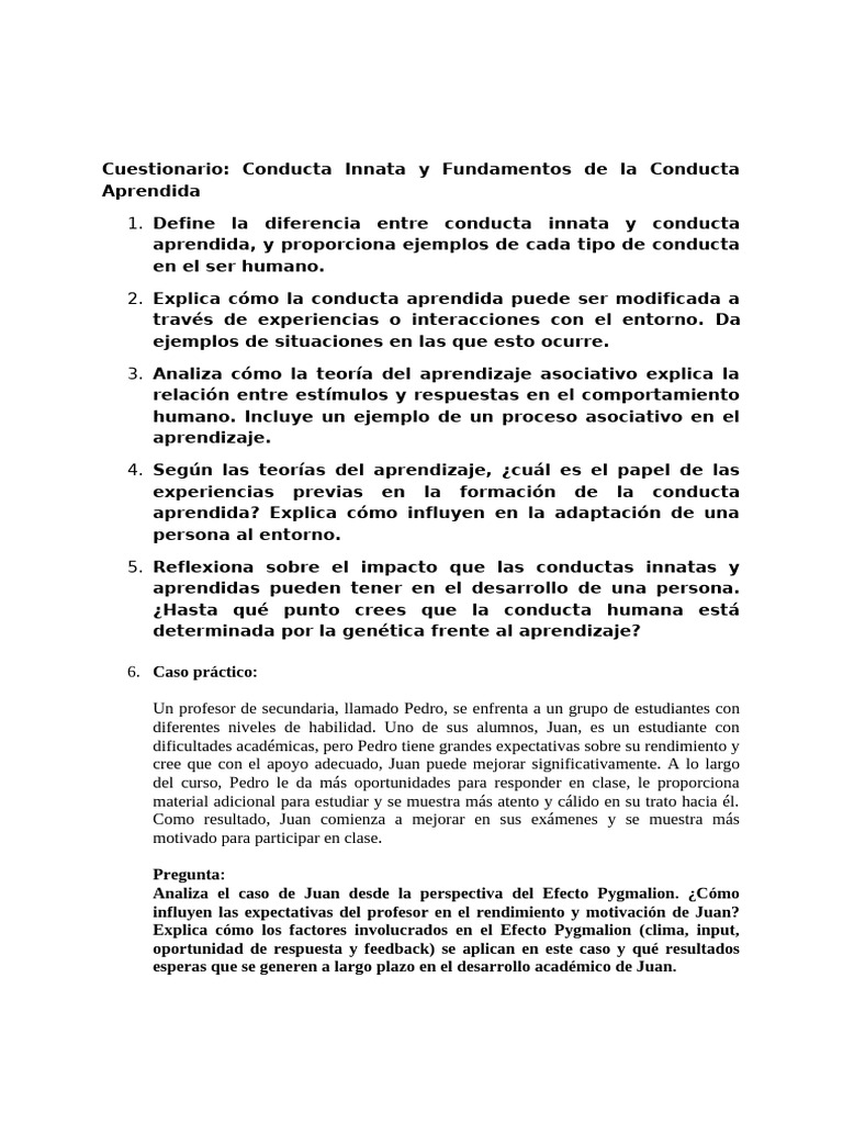 Conducta Innata vs. Aprendida en Humanos | PDF
