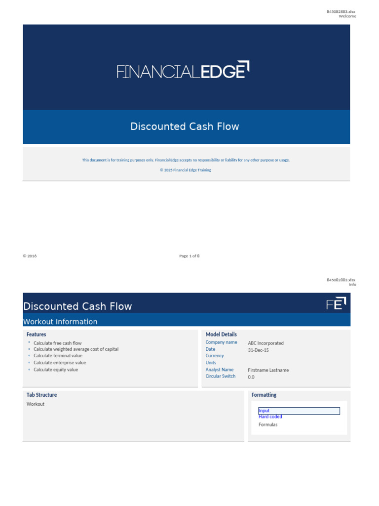 DCF Workout Empty | PDF | Discounted Cash Flow | Free Cash Flow