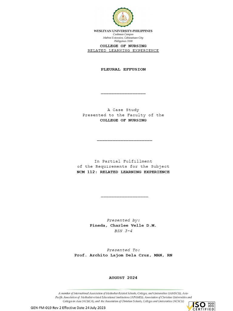 Pleural Effusion Case Study Analysis | PDF | Tuberculosis | Case Report