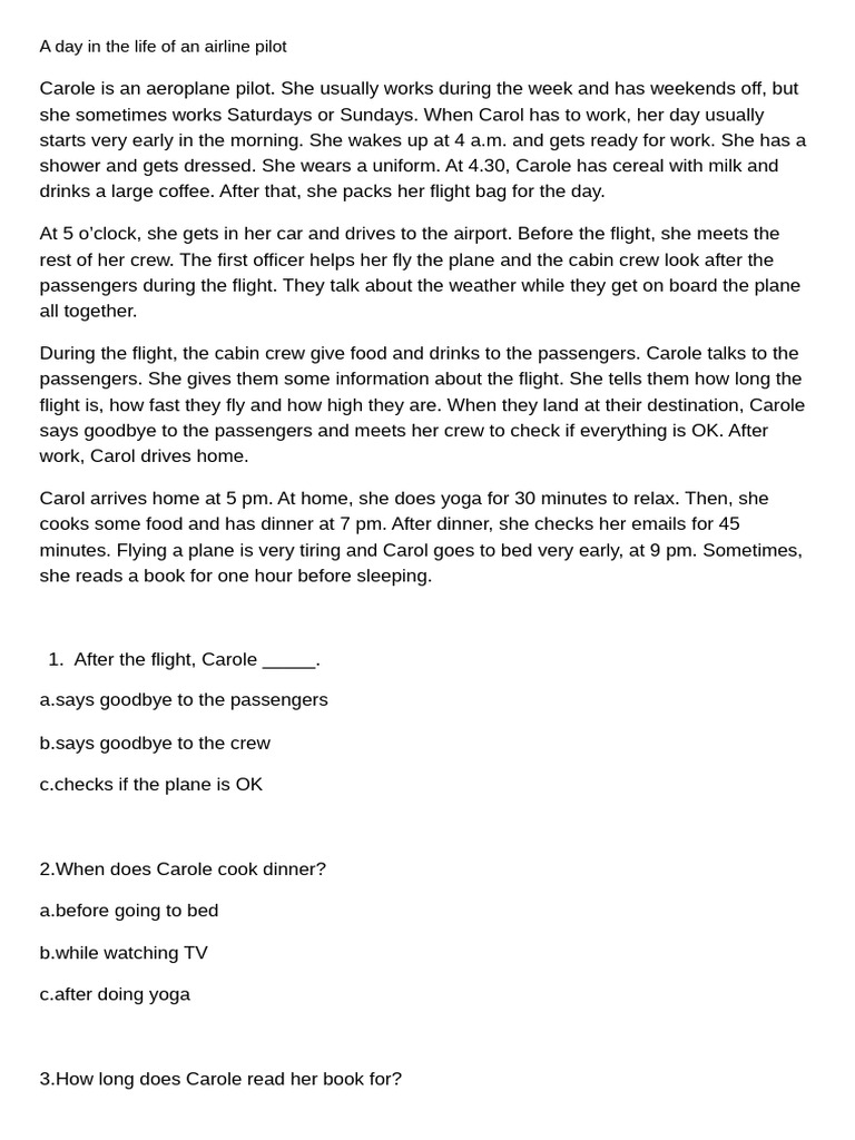 Daily Routine of an Airline Pilot | PDF