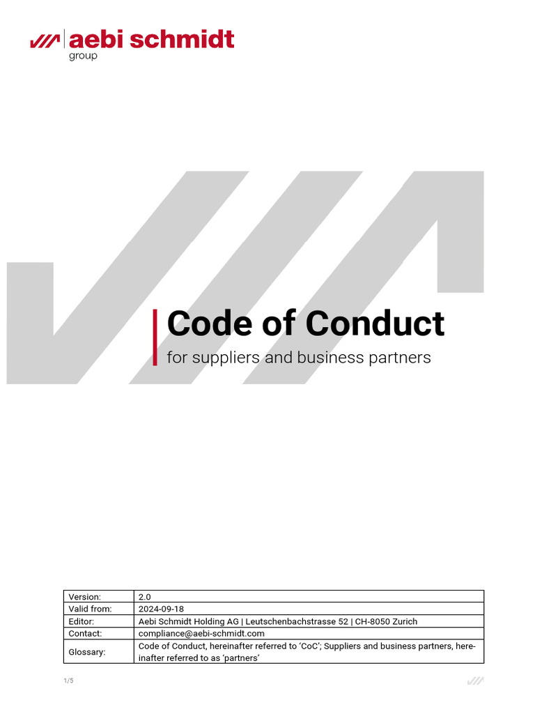 Supplier Code of Conduct 2024 | PDF | Bribery | Corruption