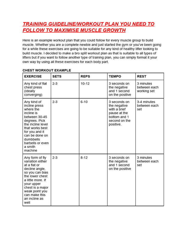 Muscle Growth Workout Plan Guide | PDF | Strength Training | Weight ...