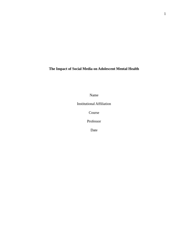 Social Media's Effects on Teen Mental Health | PDF | Adolescence ...