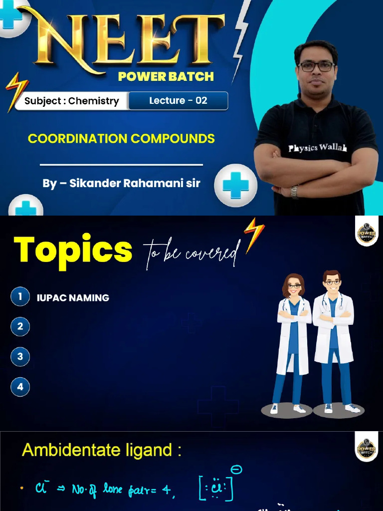 Coordination Compounds Lec - 02 _ Class Notes | PDF