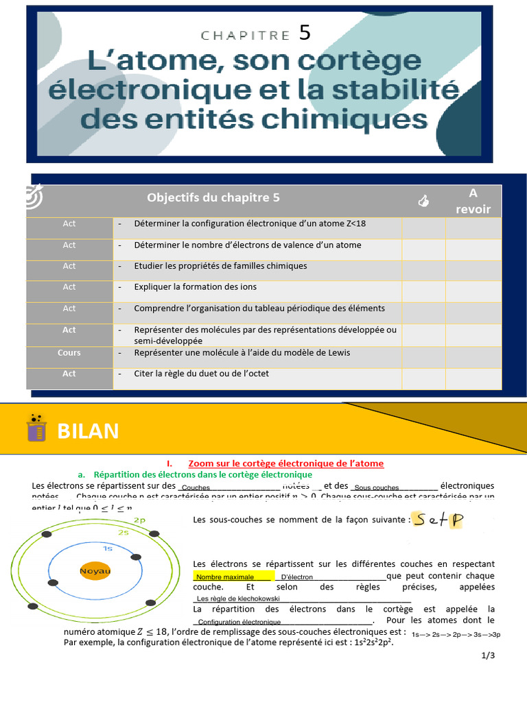 Configuration électronique et ions chimiques | PDF | Liaison chimique ...