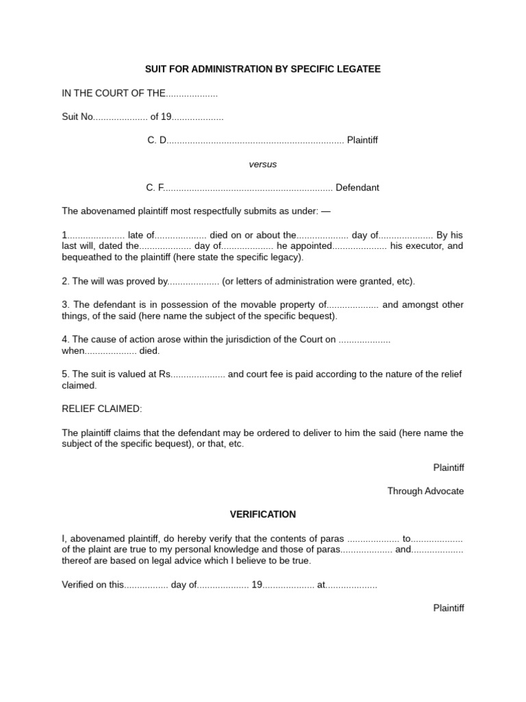 Suit For Administration by Specific Legatee | PDF