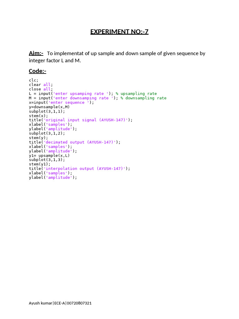 MATLAB Signal Processing Experiments | PDF | Electronics | Signal ...