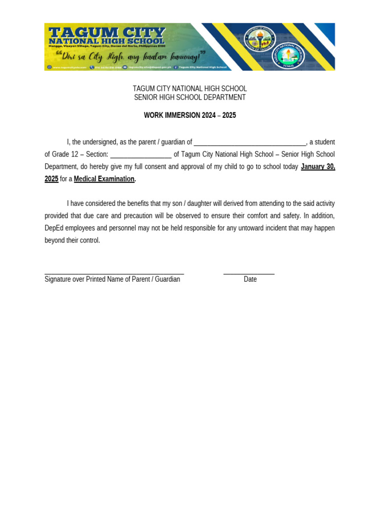Parent Consent for School Activity | PDF