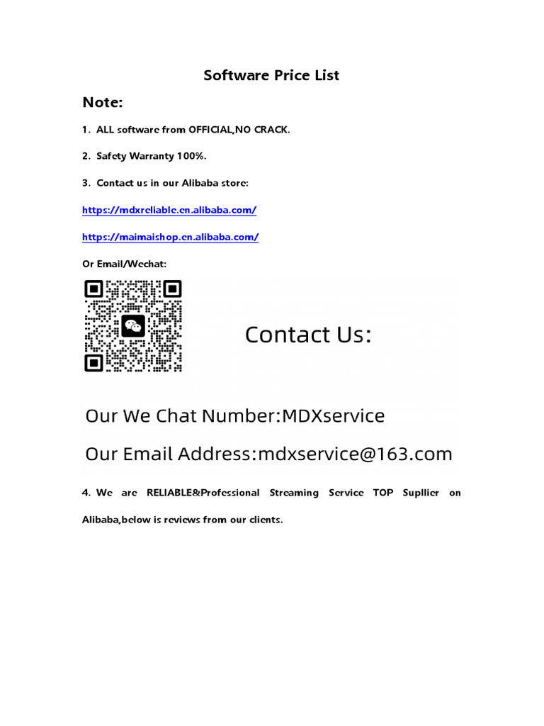 Software Price List of MDX Ltd.2024-11-3 | PDF