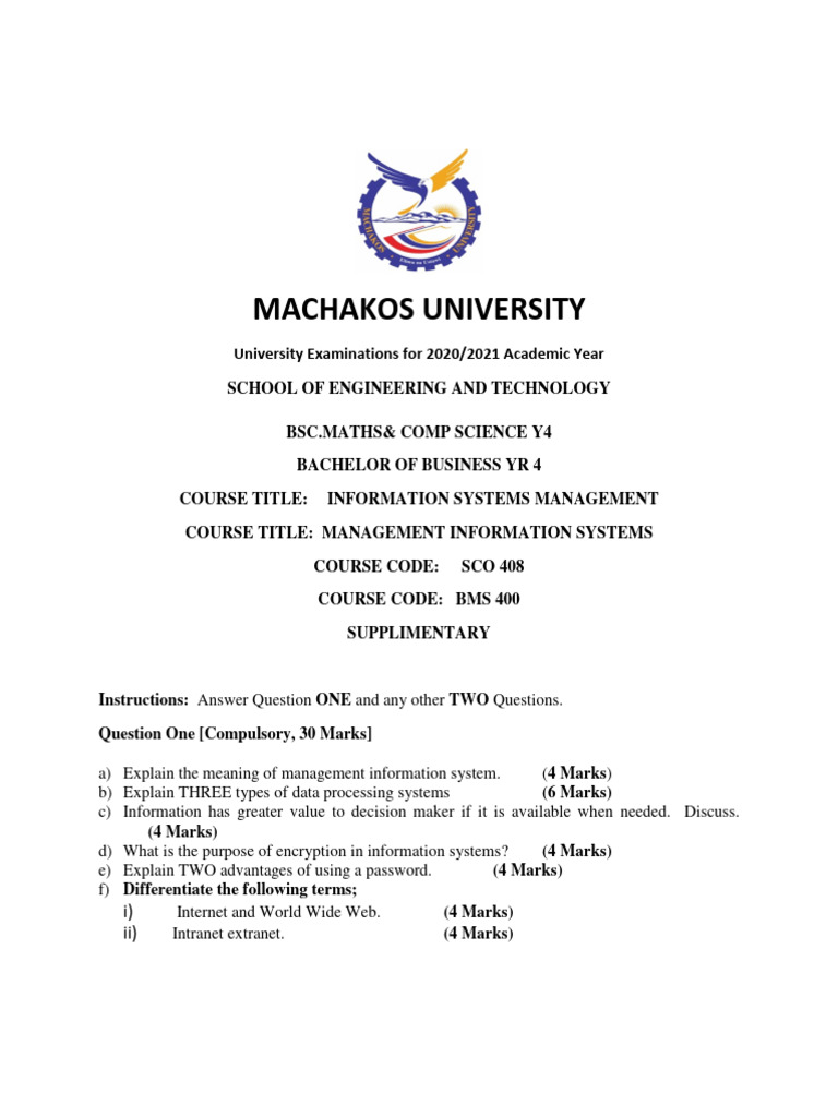 Information Systems Management Exam Guide | PDF | Information ...