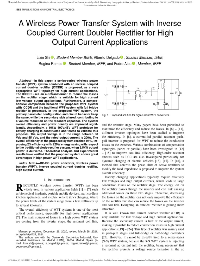High Current WPT with ICCDR System | PDF | Inductor | Rectifier