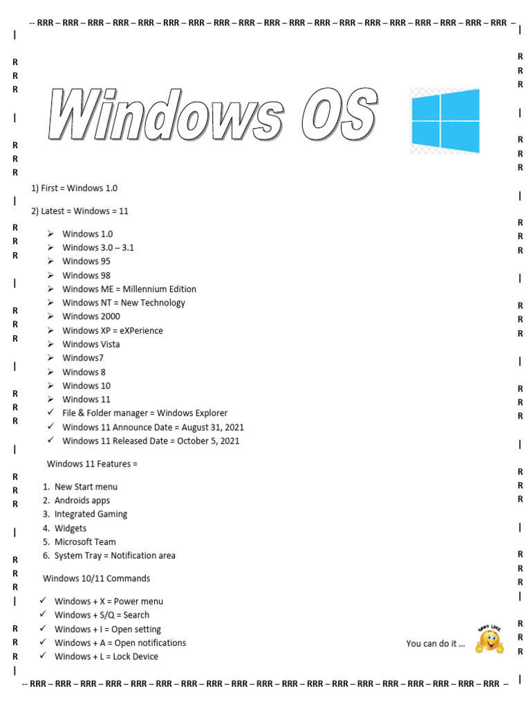 Windows Operating System Overview and Shortcuts | PDF | Microsoft ...