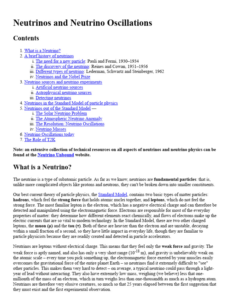 Neutrinos and Neutrino Oscillations | PDF | Neutrino | Neutron