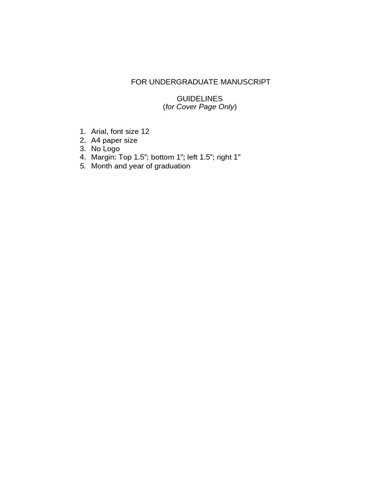 Undergraduate Thesis Manuscript Guidelines | PDF | Thesis | Paragraph