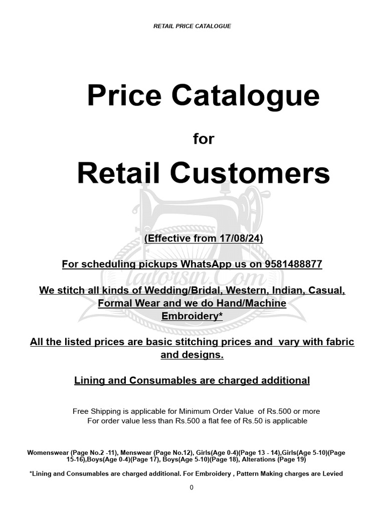 Retail Price Catalogue Overview | PDF | Blouse | Fashion
