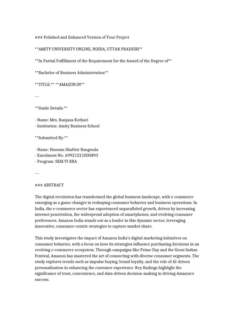 Polished Amazon Project | PDF | Marketing | Digital Marketing