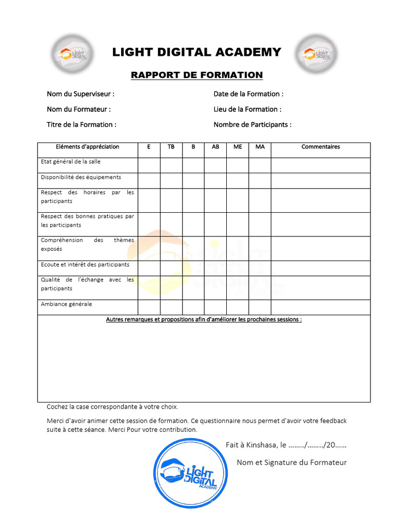 Rapport de Formation LIGHT DIGITAL ACADEMY | PDF