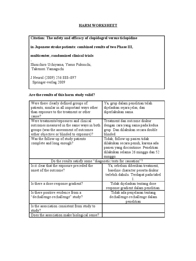 Critical Appraisal Harm Angka | PDF | Relative Risk | Clinical Trial