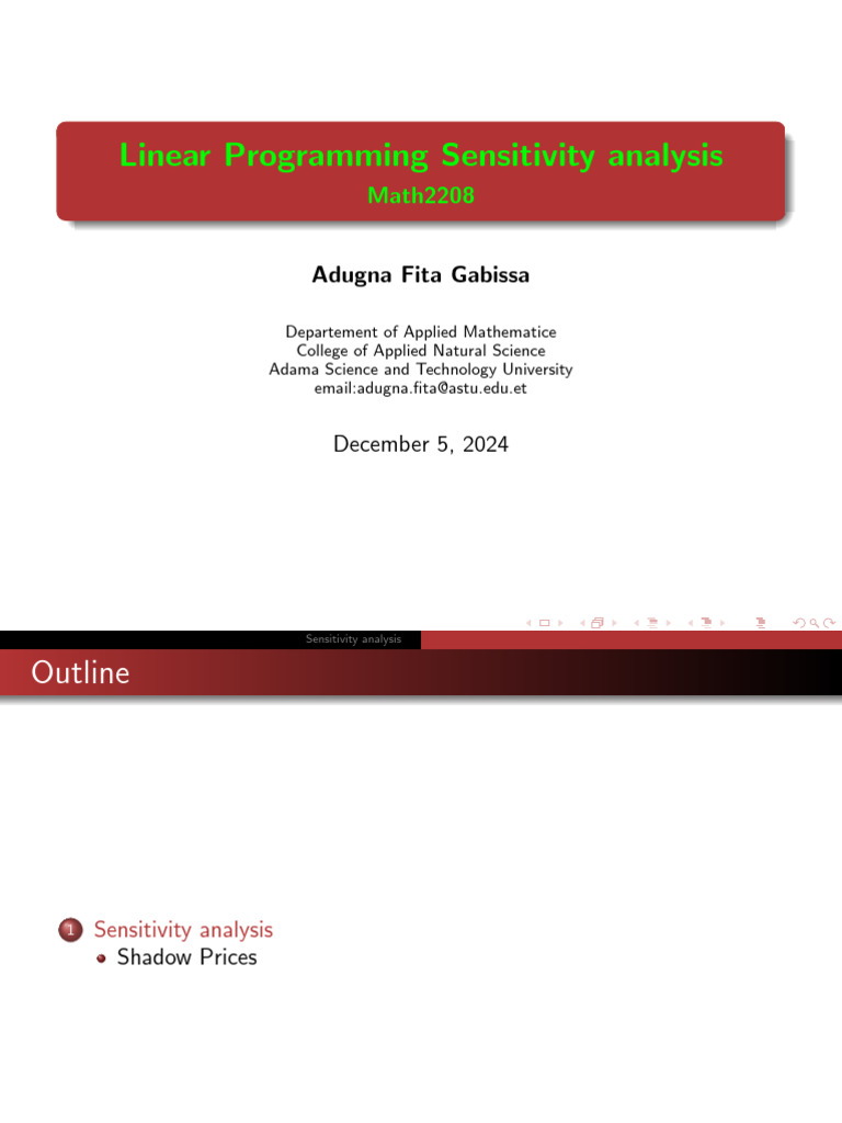 Linear Programming Sensitivity Analysis | PDF | Sensitivity Analysis ...