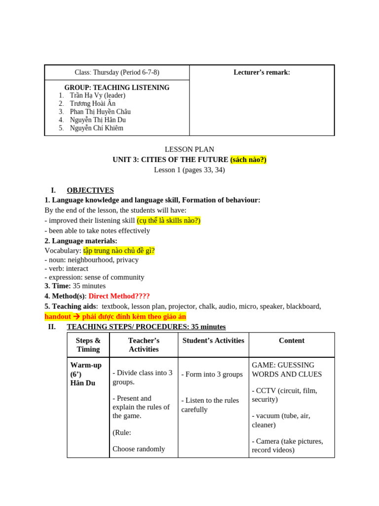 Lesson Plan Listening Havy | PDF | Learning | Human Communication