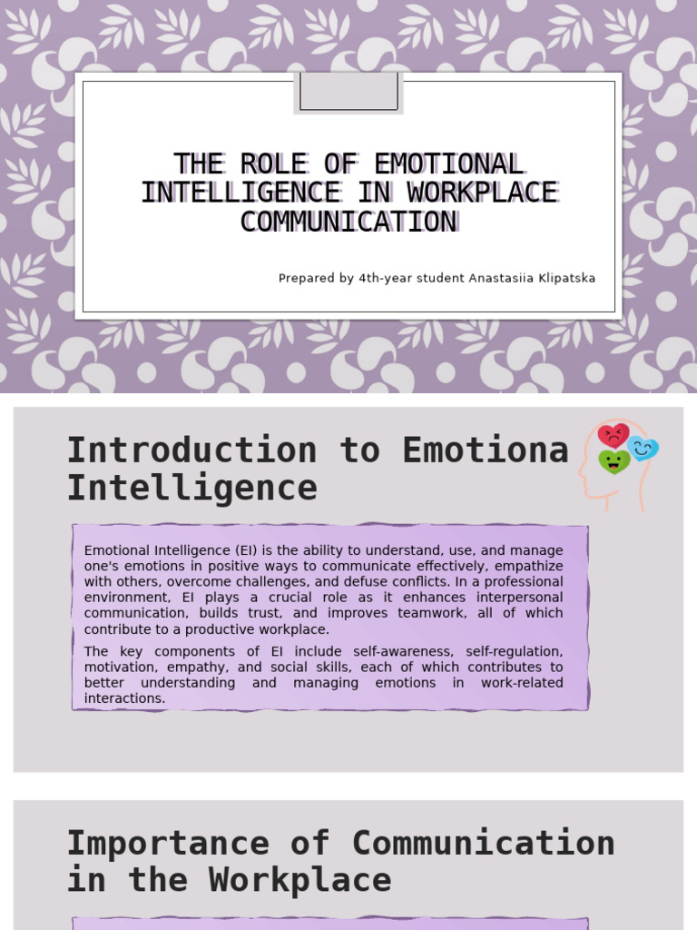 Emotional Intelligence in Workplace Communication | PDF | Empathy ...