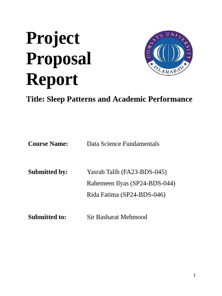Project Report Pdf Sleep Statistics