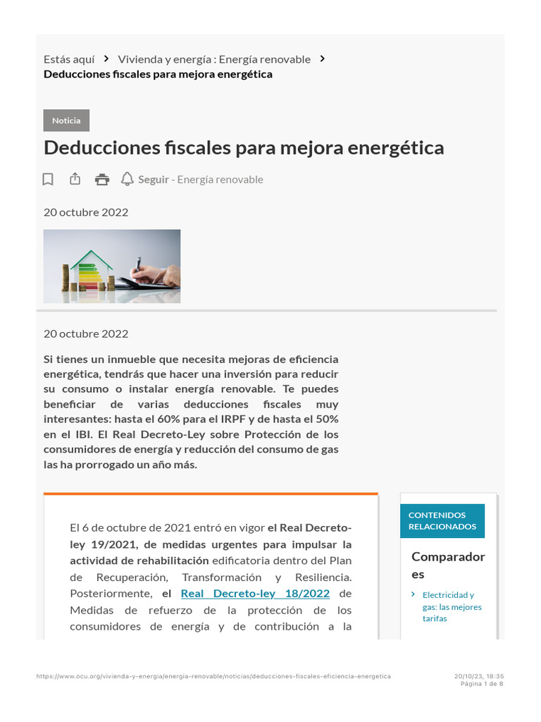 Deducciones Fiscales por Eficiencia Energética | PDF | Fotovoltaica ...