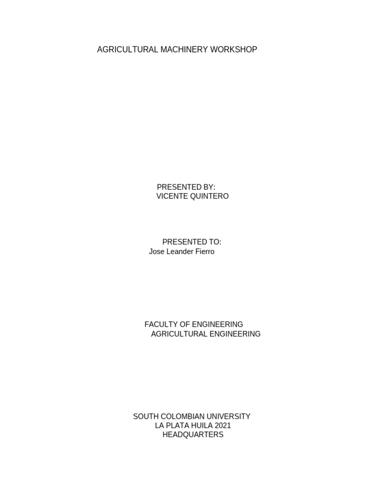 Agricultural Machinery Workshop Exercises | PDF | Plough | Tractor