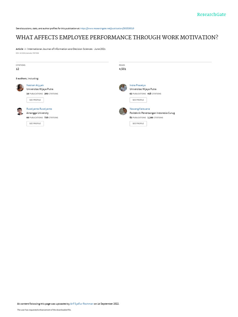 What Affects Employee Performance Through Work Motivation | PDF ...