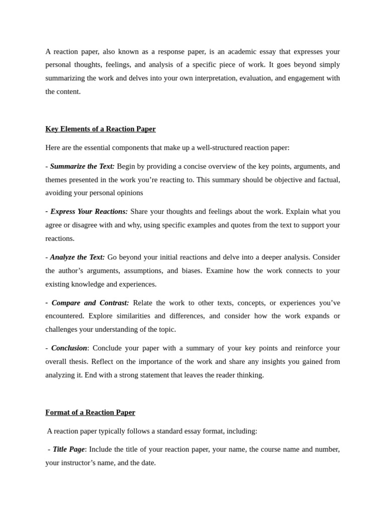 How to Write a Reaction Paper | PDF | Essays | Thought