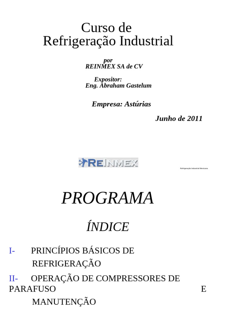 Curso de Refrigeração Industrial | PDF | Refrigeração | Transferência ...