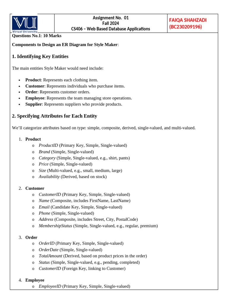 Webbased Database Assignment No 1 Sol | PDF | Customer | Data Management