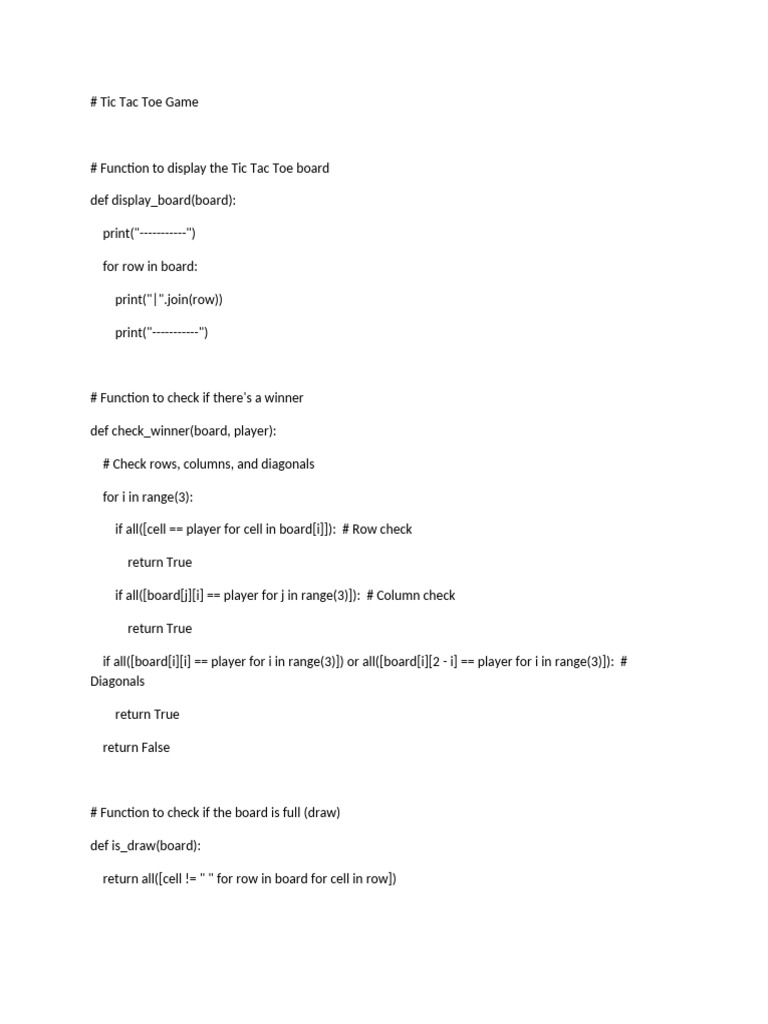 Tic Tac Toe Game | PDF