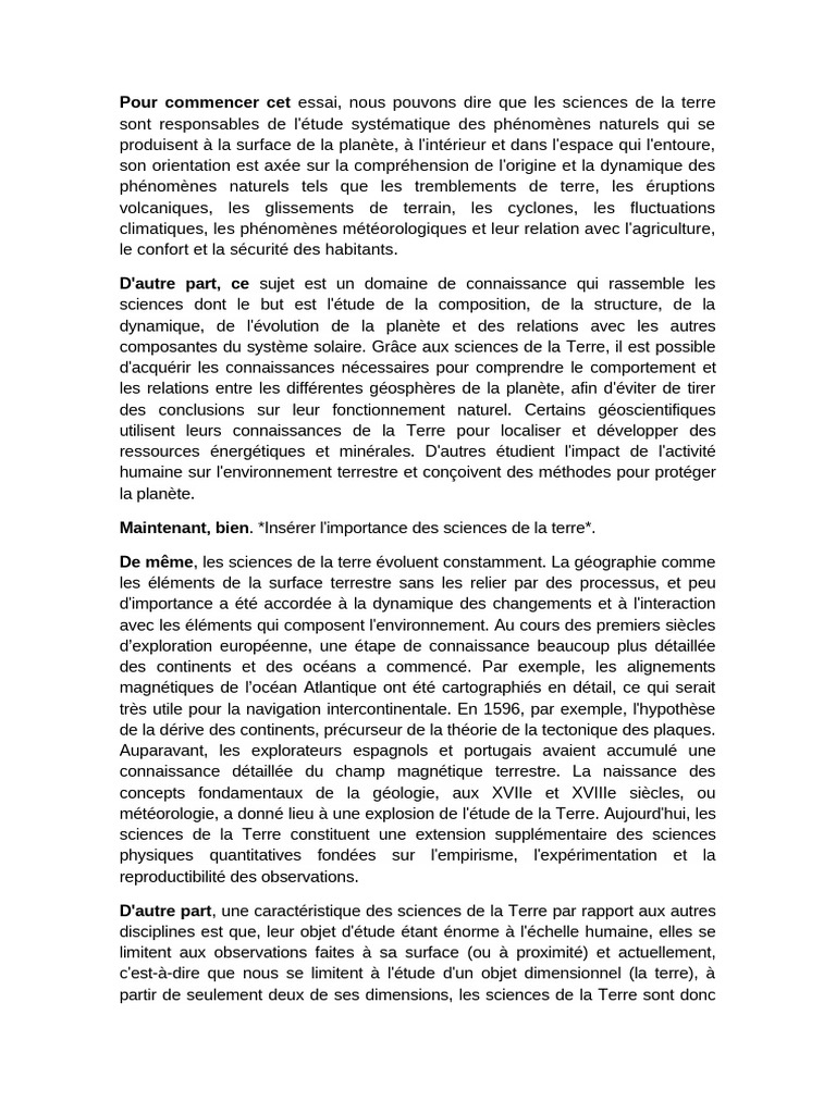 Importance des sciences de la Terre | PDF | Terre | Sciences de la terre