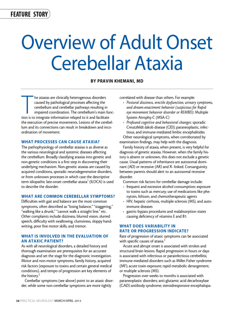 Overview of Adult Onset Ataxia | PDF | Neurological Disorders | Nervous ...