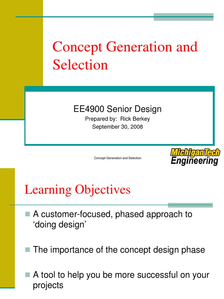 Concept Generation and Selection | PDF | Brainstorming | Design