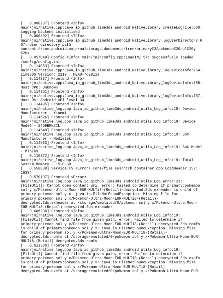Lime3DS Android Log Analysis | PDF | Computer Architecture | Software