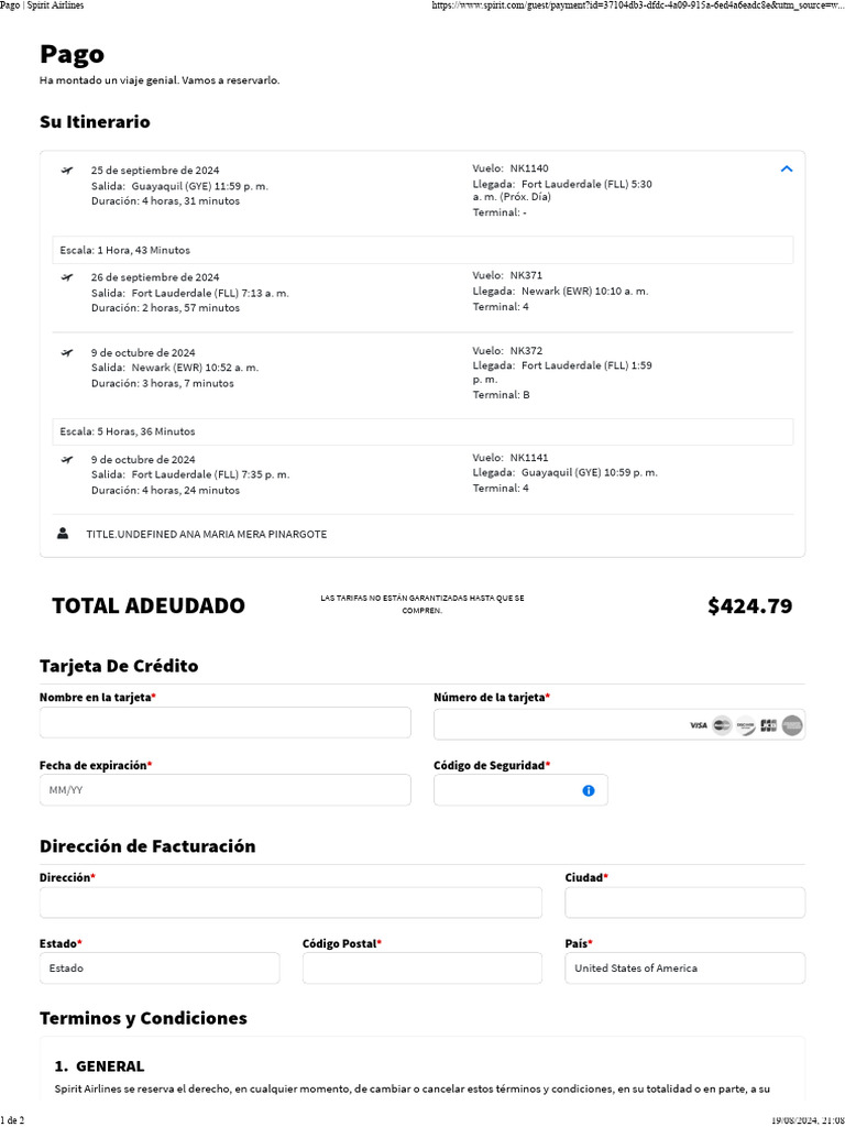 Pago _ Spirit Airlines | PDF