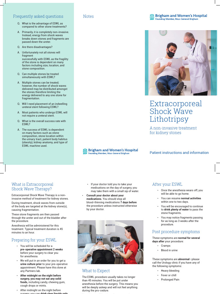 ESWL Kidney Stone Treatment Guide | PDF | Medical Specialties ...