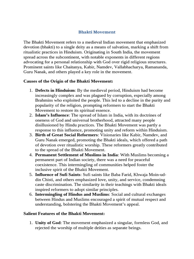 Bhakti Movement: Medieval Indian Devotion | PDF | Bhakti Movement | Bhakti