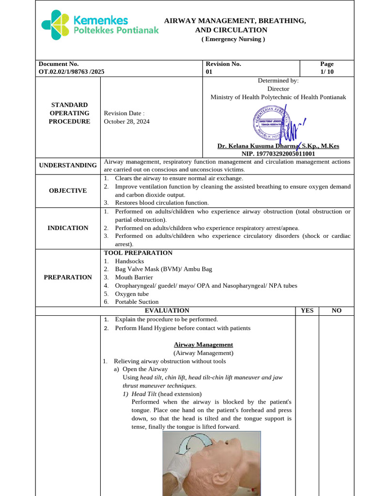 Airway Management SOP for Emergency Nursing | PDF | Medical Emergencies ...