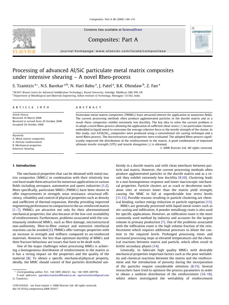 Processing of Advanced Al - SiC Particulate Metal Matrix Composites ...