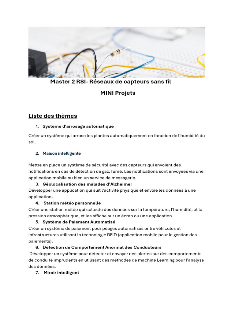 Projets innovants en réseaux de capteurs | PDF | Internet des objets ...
