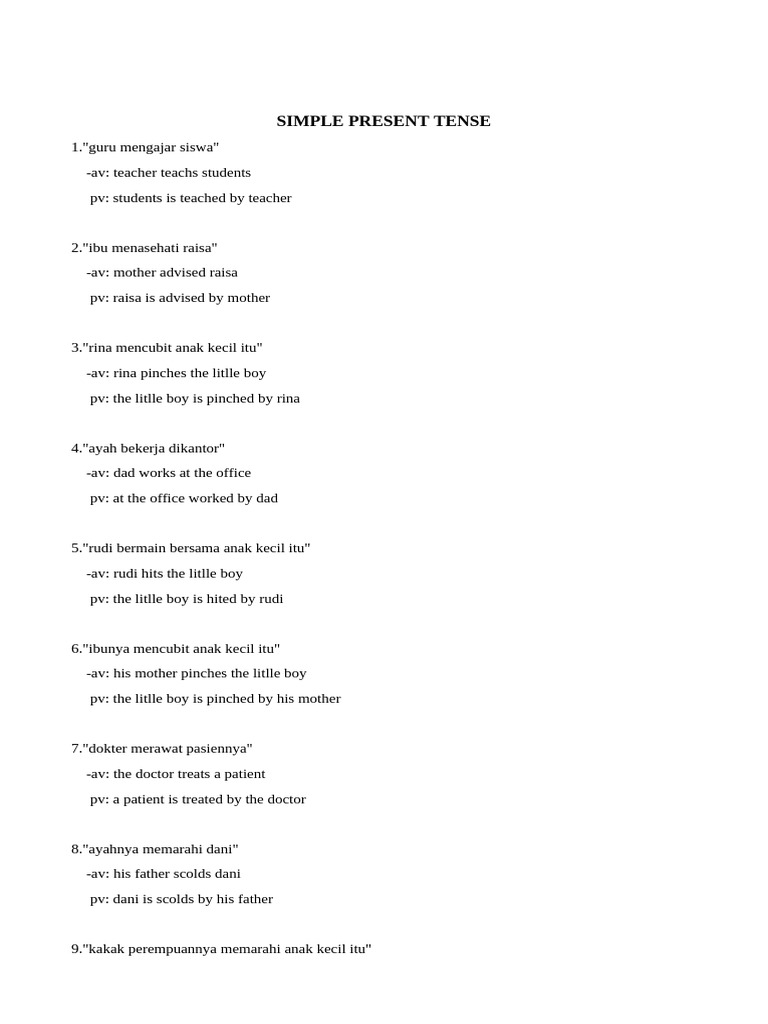 Simple Present Tense Pdf Language Mechanics Grammar