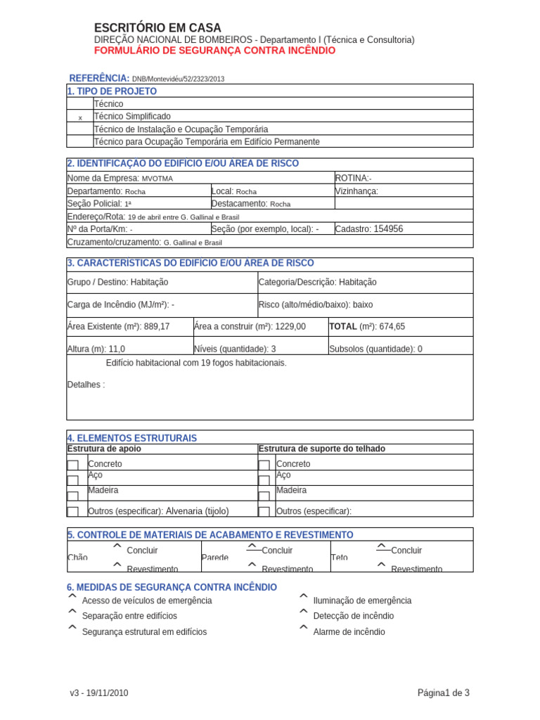 Formulário de Segurança Contra Incêndio | PDF | Gás liquefeito de ...